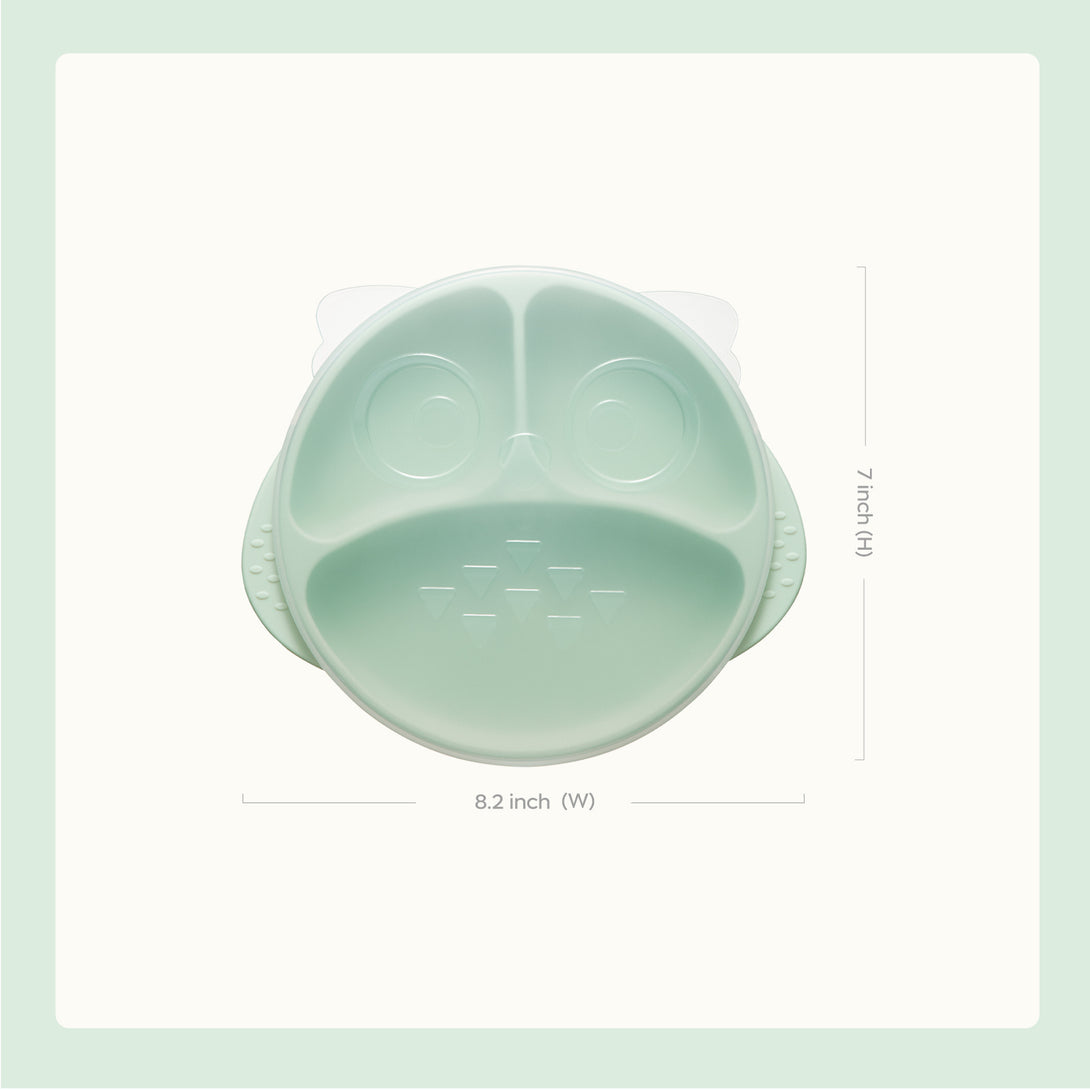 Owl-shaped silicone plate dimensions diagram