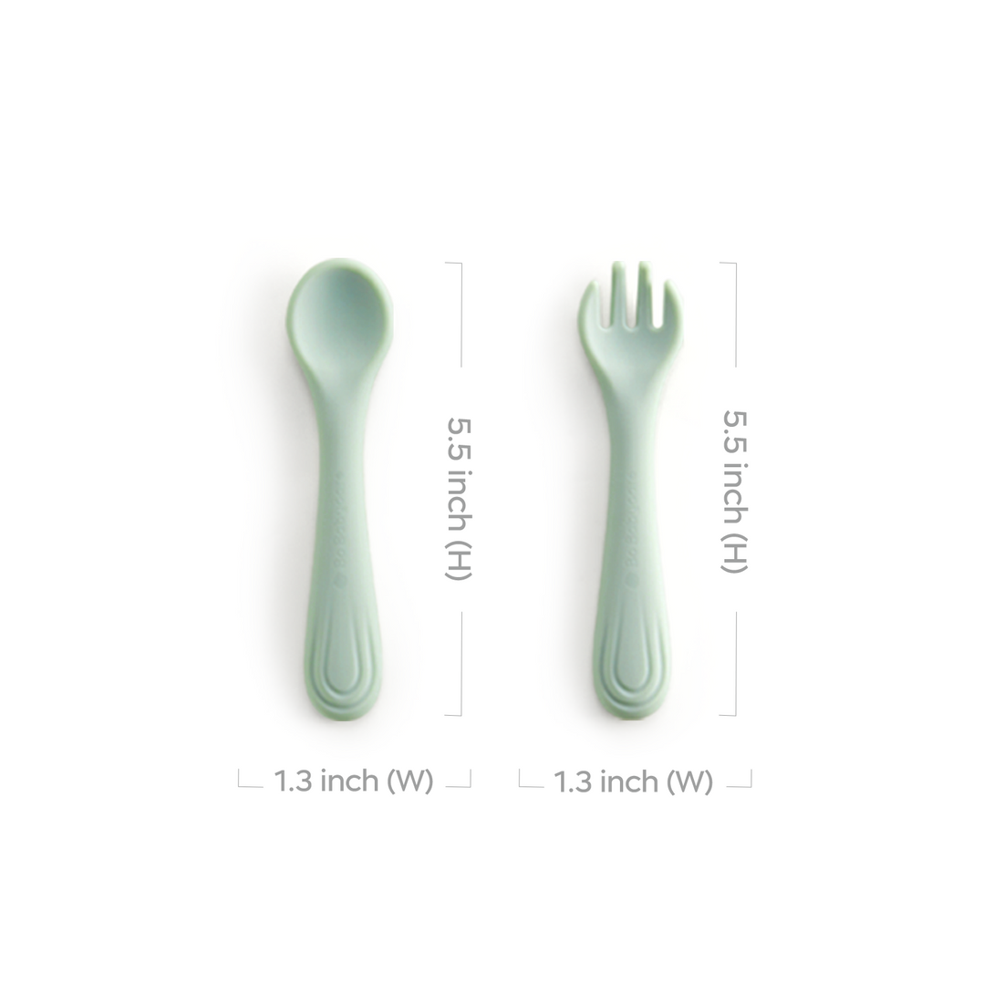A dimensions diagram of Silicone Fork & Spoon set