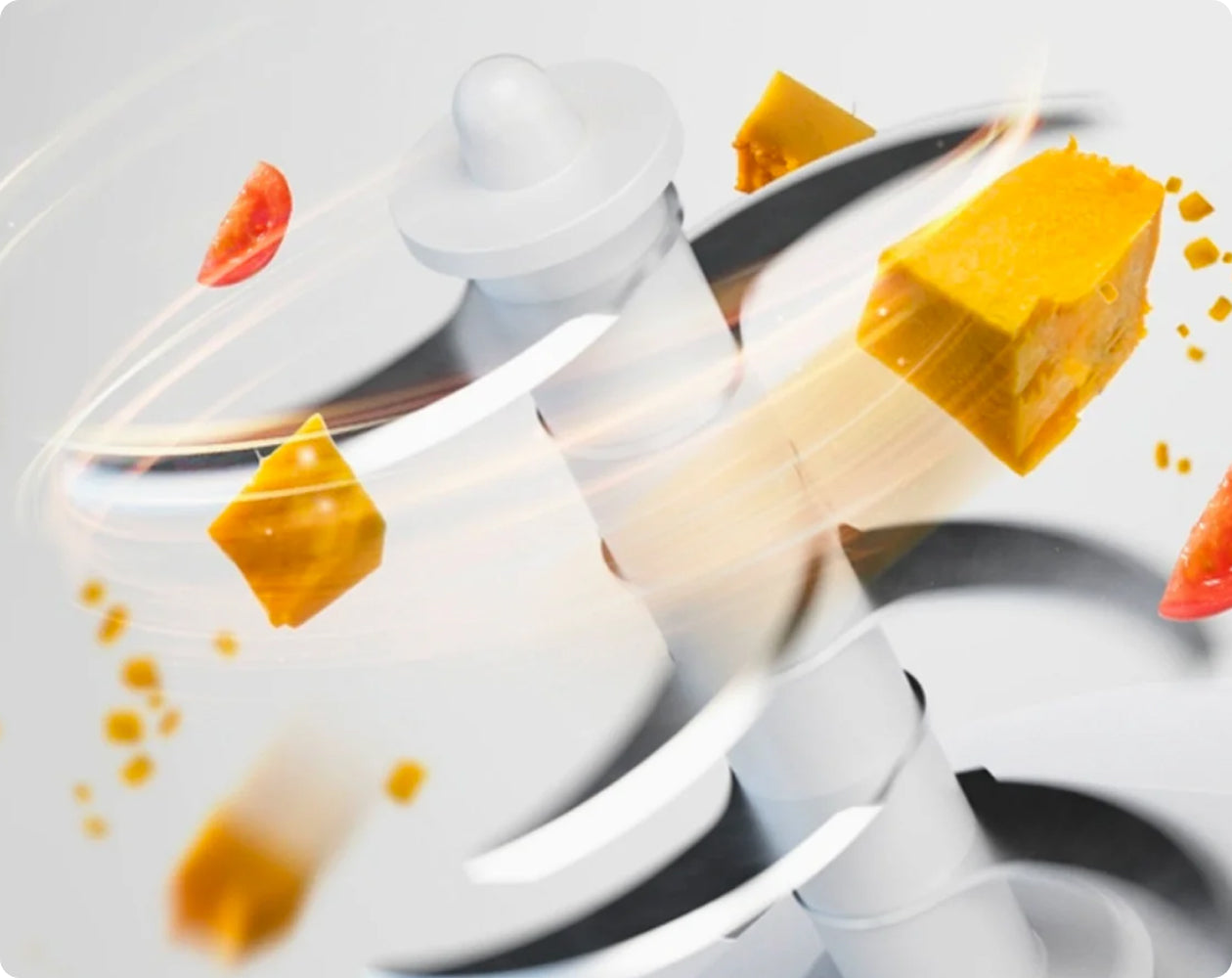 Close-up illustration of the multi-layer stainless steel blade system used to create smooth baby puree.
