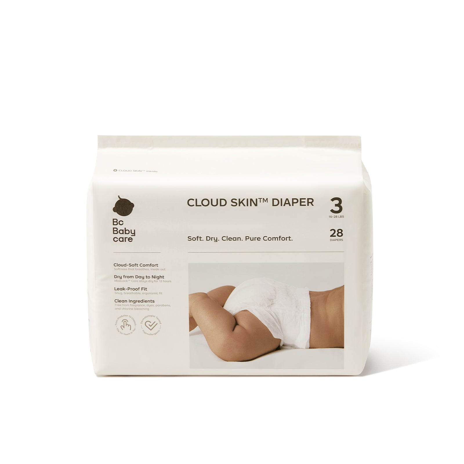 Size_3 | Bc Babycare Cloud Skin Diaper size 3 in standard packs, featuring ultra-soft texture and MaxLock core technology.
