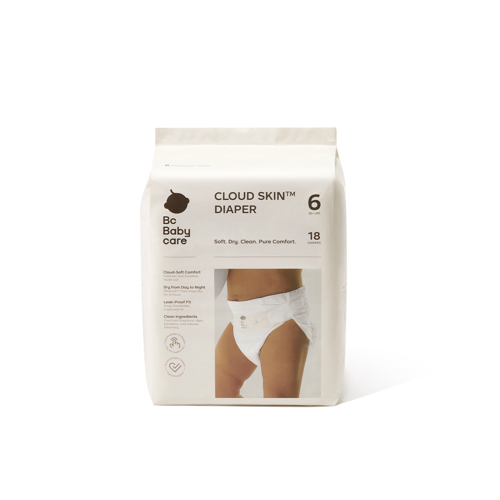 Size_6 | Bc Babycare Cloud Skin Diaper size 6 in standard packs, featuring ultra-soft texture and MaxLock core technology.
