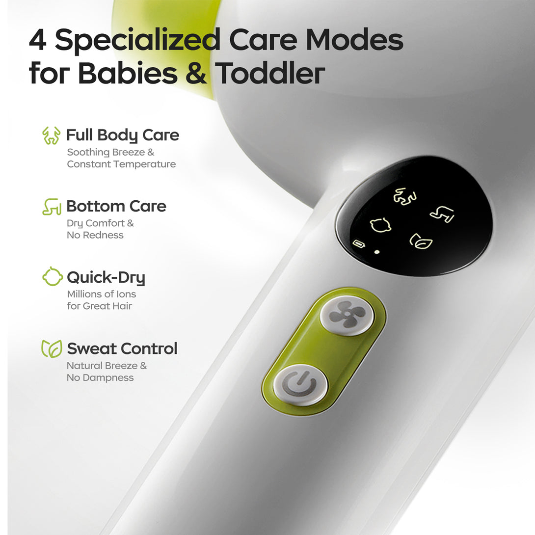 hair dryer with 4 specialized care modes for babies and toddler