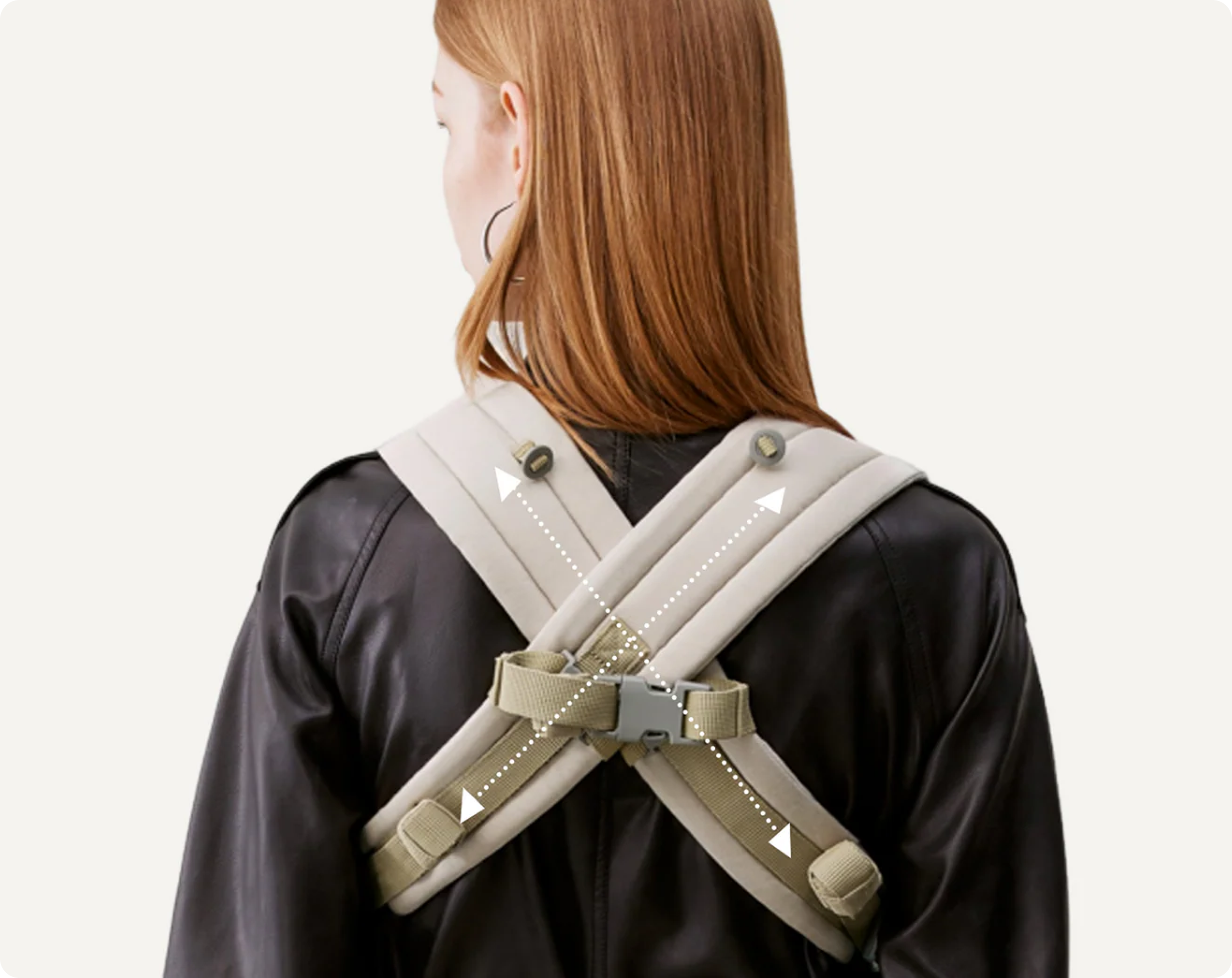 Rear view of the CocoonGo Baby Carrier showing padded shoulder straps and waist support for the wearer.