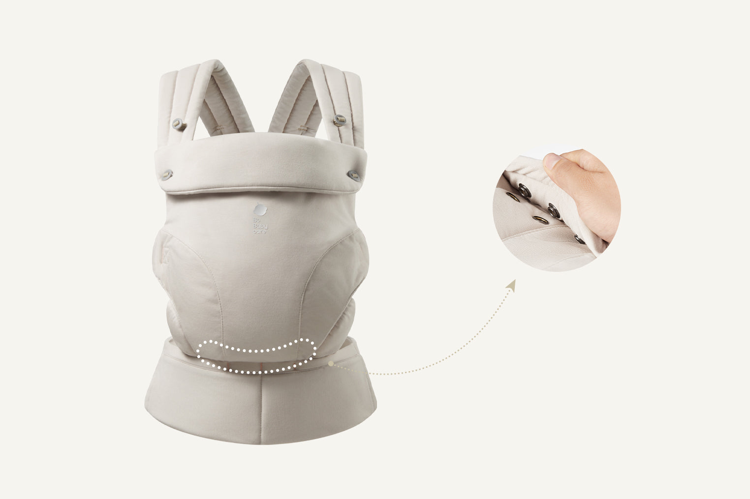 CocoonGo Baby Carrier shown with its soft padded structure and supportive carrier body.